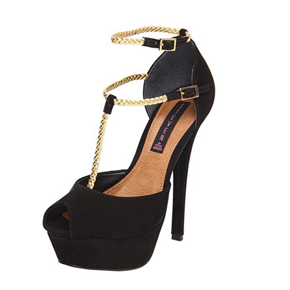 Steven Steve Madden black nubuck platform pump